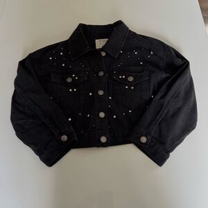 Black and silver studded denim jacket